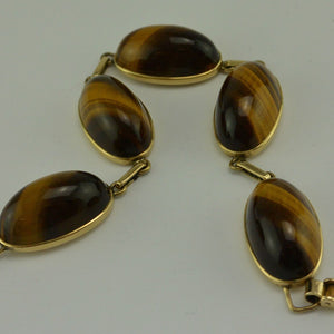 Vintage Armband mit Tigerauge / 375er - 9 Karat Gelbgold / ca. 19,5 cm