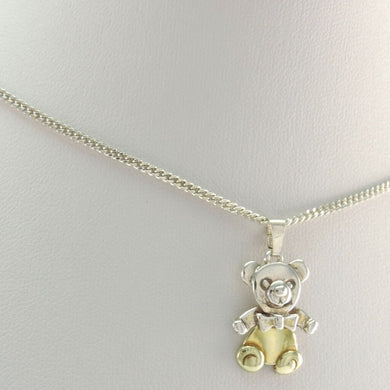 Modische 925er Silber Kette mit Teddybär Anhänger