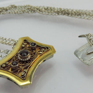 Antikes Trachten Collier - Jugendstil um 1900-Böhmische Granatsteine 800 Silber
