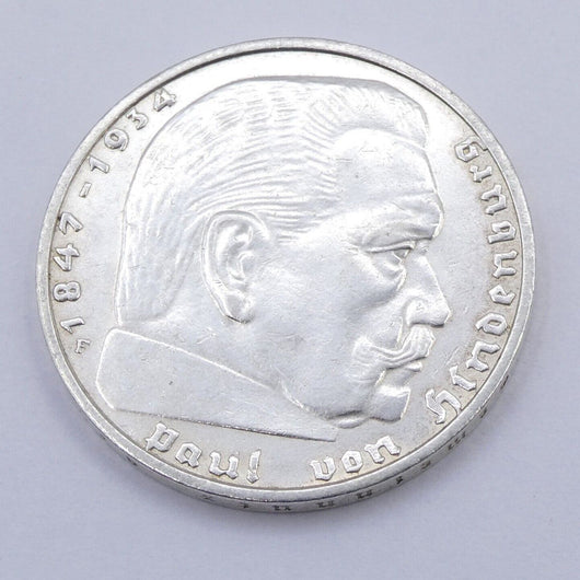 Drittes Reich 2 Reichsmark Silbermünze 1937 F- Hindenburg Kopf