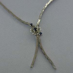 Collier mit "Saphire" / 835 Silber / ca. 40,0 cm