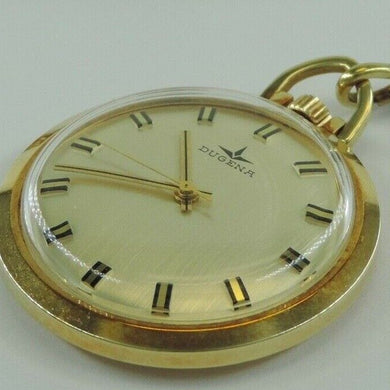 Vintage DUGENA Taschenuhr vergoldet mit Kette Handaufzug