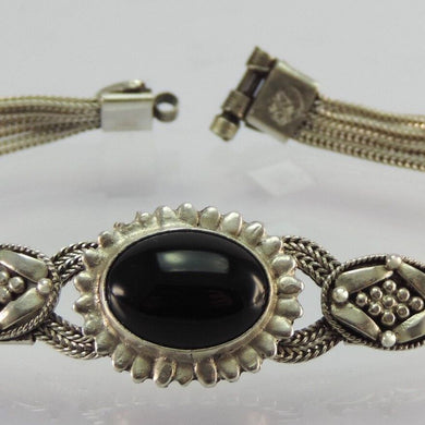 Vintage Damen Silberarmband mit Onyx 925er Silber