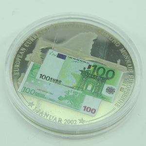 Farb-Medaille European Currency 100 Euro Schein Einführung 2002 Europa Ø 40 mm