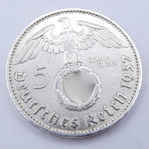 Drittes Reich 5 Reichsmark Silbermünze 1937 A - Hindenburg mit HK