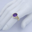 Laden Sie das Bild in den Galerie-Viewer, Vintage Damen Ring 585er 14 Karat Gelbgold mit Amethyst 55 17,5 mm Ø
