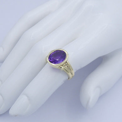 Vintage Damen Ring 585er 14 Karat Gelbgold mit Amethyst 55 17,5 mm Ø