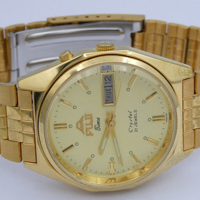 FUJITIME Crystal 21 Jewels Automatic Herrnuhr Vergoldet Ref-C469-348