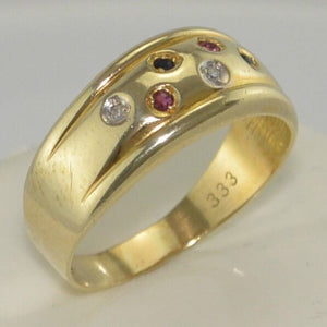 Ring m Diamantan & div. Edelsteine / 333er - 8 Karat Gold / Gr 55 17,5 mm Ø *