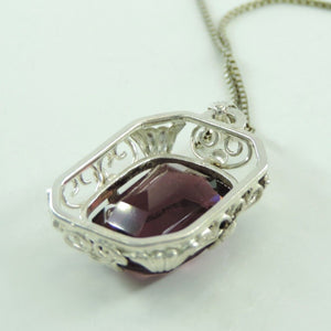 Vintage Damen Kette 925er Silber mit Anhänger Amethyst 800er Silber