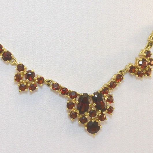 Vintage Collier mit Granat / 333er 8 Karat Gelgold 40cm