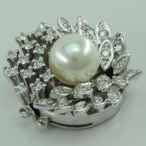 Vintage PerlenkettenVerschluss mit ca. 0.65 ct Diamanten 585er 14 Karat Weißgold