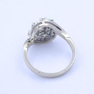 Damenring mit Smaragd&Diamanten ca 0.25ct Diamanten-14K Weißgold 55 17,5 mm Ø