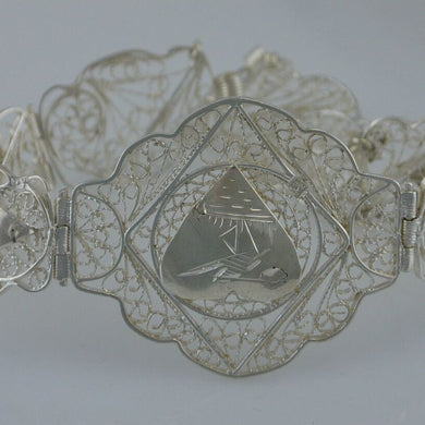 Damen Armband - ägyptischen Symbolen / 925 Silber / ca. 18 cm