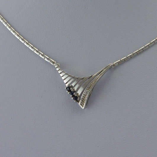 Collier - mit „Saphiren“ / 925 Silber - 43,0 cm