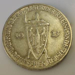 3 Mark Silbermünze Jahrtausendfeier Rheinland 1925 D