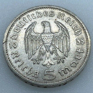 Drittes Reich 5 Reichsmark Silbermünze 1935 A - Paul von Hindenburg