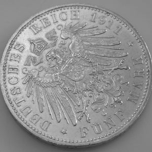 5 Mark Silbermünze Dt. Kaiserreich 1911 D - Luitpold Prinz-Regent v. Bayern
