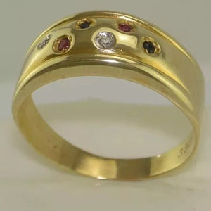 Ring m Diamantan & div. Edelsteine / 333er - 8 Karat Gold / Gr 55 17,5 mm Ø *