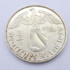 Drittes Reich 2 Reichsmark Silbermünze 1937 D - Hindenburg mit HK