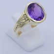 Laden Sie das Bild in den Galerie-Viewer, Vintage Damen Ring 585er 14 Karat Gelbgold mit Amethyst 55 17,5 mm Ø
