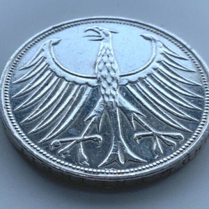 5 Deutsche Mark Silberadler 1968 F