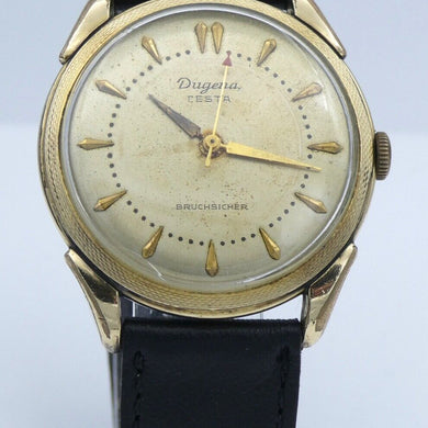 Vintage Dugena Festa Walzgold Double 20 Mikron Handaufzug Herrenuhr