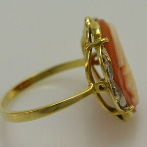 Vintage Damenring Gemme & Diamanten / 585er Gold 14 Karat-56 17,8 mm Ø *