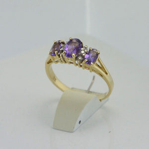 Vintage Damenring mit Diamanten & Amethyst / 375er 9 K Gold 52 16,5 mm Ø