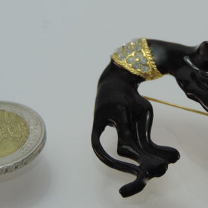 Brosche Mode Schmuck Strass Emaille Katze Vintage