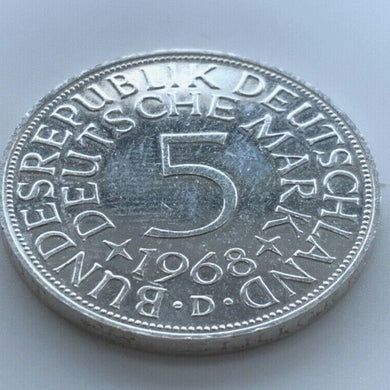 5 Deutsche Mark Silberadler 1968 D