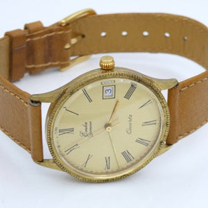 Vintage Emka Geneve Quartz Herrnuhr Vergoldet Ref.021 089 16