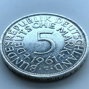 5 Deutsche Mark Silberadler 1961 F