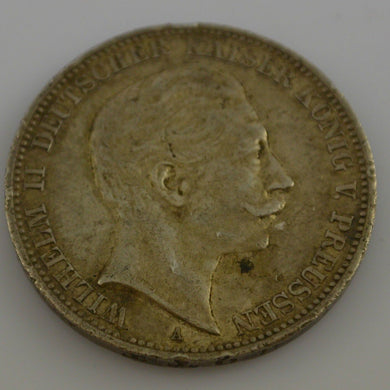 Münze Dt. REICH 1910 A DREI MARK WILHELM II