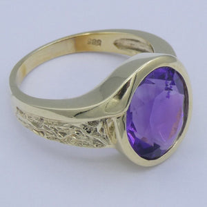 Vintage Damen Ring 585er 14 Karat Gelbgold mit Amethyst 55 17,5 mm Ø