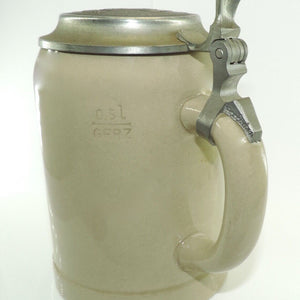 "Weiss Rössl" Vintage Bierkrug mit Zinndeckel 0,5 L