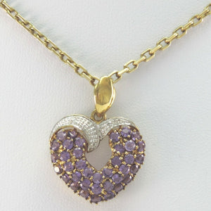 Gold Kette mit Anhänger Amethyst & Diamanten 0.06 ct Gelbgold 333er 8 Karat