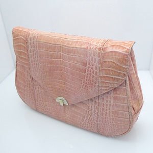 Vintage Damen Handtasche SK Modell echtes Krokodilleder Rosa