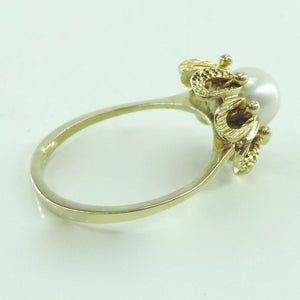 Vintage Damen Ring 333er 8 Karat Gelbgold mit Perle 57 18,1 mm Ø *