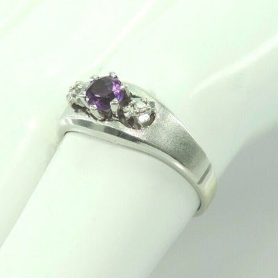 Vintage Damen Ring 585er Gold mit Diamant & Amethyst 0.50 ct - 53 16,8 mm Ø *