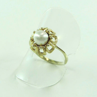 Vintage Damen Ring 333er 8 Karat Gelbgold mit Perle 57 18,1 mm Ø *