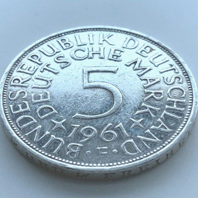5 Deutsche Mark Silberadler 1961 F
