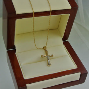 Kette m Bi-Colour-Kreuz/ Kette 585er 14 K - Anhänger 375er 10 Karat 47cm