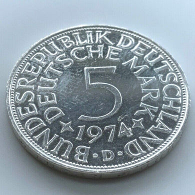 5 Deutsche Mark Silberadler 1974 D