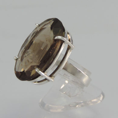 Solitär-Ring - mit großem Rauchquarz/ 925er Silber Ringgröße 56 17,8 mm Ø