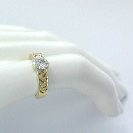 Vintage Solitär-Ring mit Zirkonia 333er 8 Karat Gelbgold / 55 17,5 mm Ø *