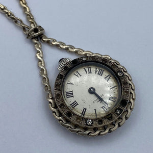 VINTAGE BLUMUS KETTENUHR -925ER SILBER MIT KETTE-HANDAUFZUG- Defekt