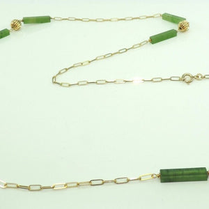 Vintage Damen Kette mit Jade / 333er - 8 Karat Gelbgold / ca. 76 cm