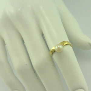 Vintage Ring mit Perle / 585er - 14 Karat Gelbgold 54 17,5 mm Ø *