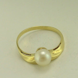 Vintage Ring mit Perle / 585er - 14 Karat Gelbgold 54 17,5 mm Ø *